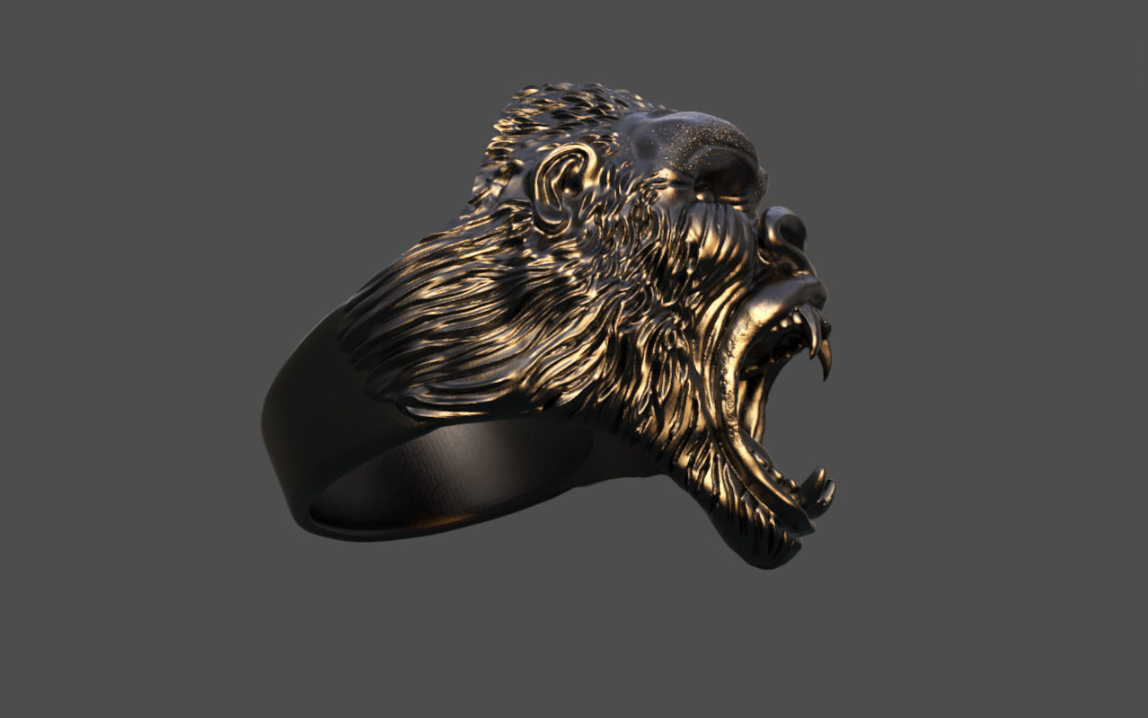 Gorilla head ring 3D print model_24