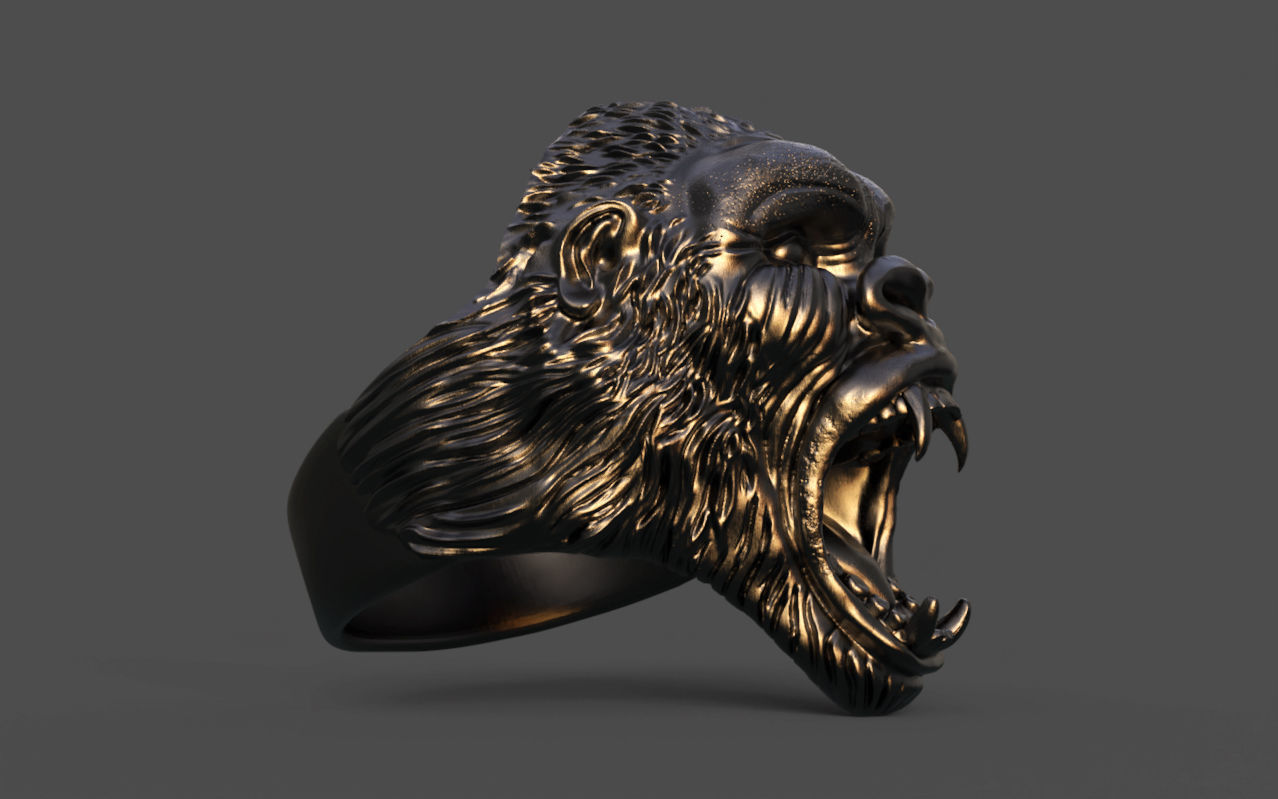 Gorilla head ring 3D print model_9