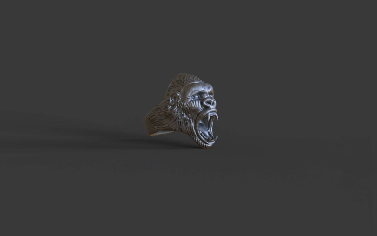 Gorilla head ring 3D print model_16