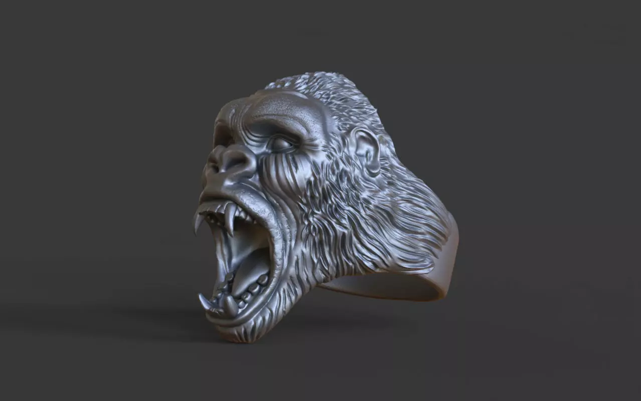 Gorilla head ring 3D print model_0