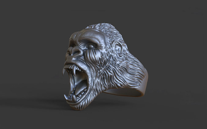 Gorilla head ring 3D print model