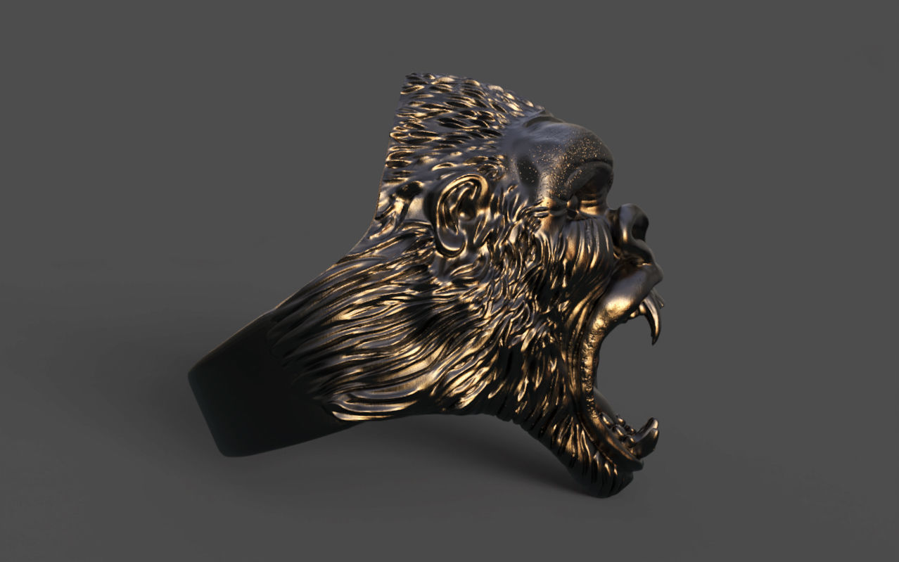 Gorilla head ring 3D print model_10