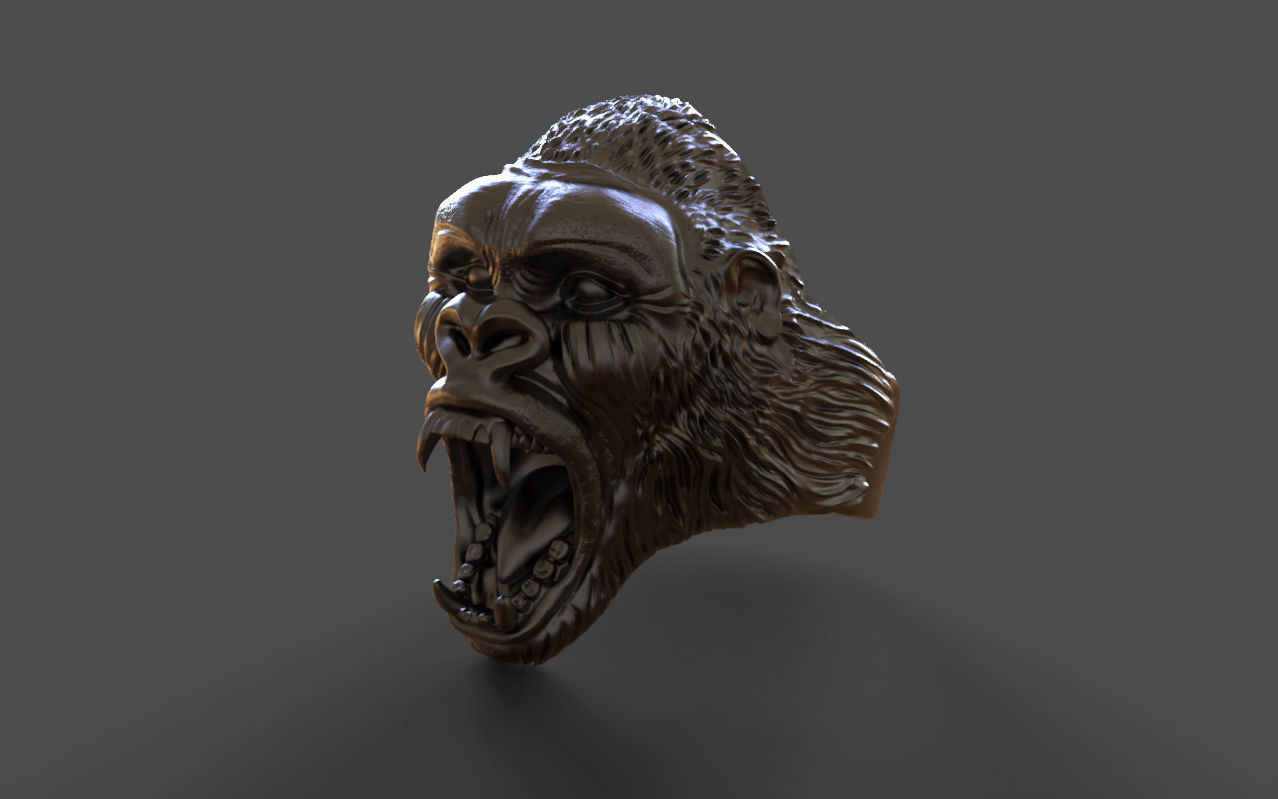 Gorilla head ring 3D print model_11