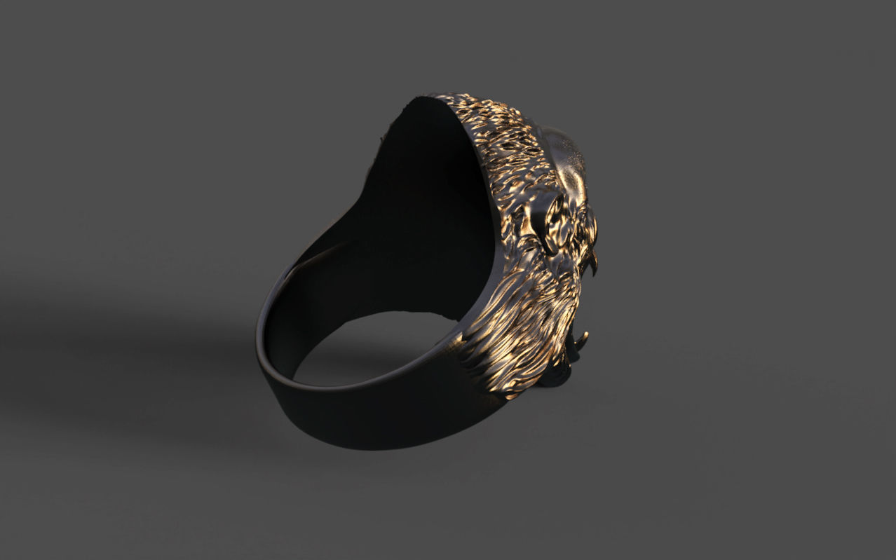 Gorilla head ring 3D print model_25