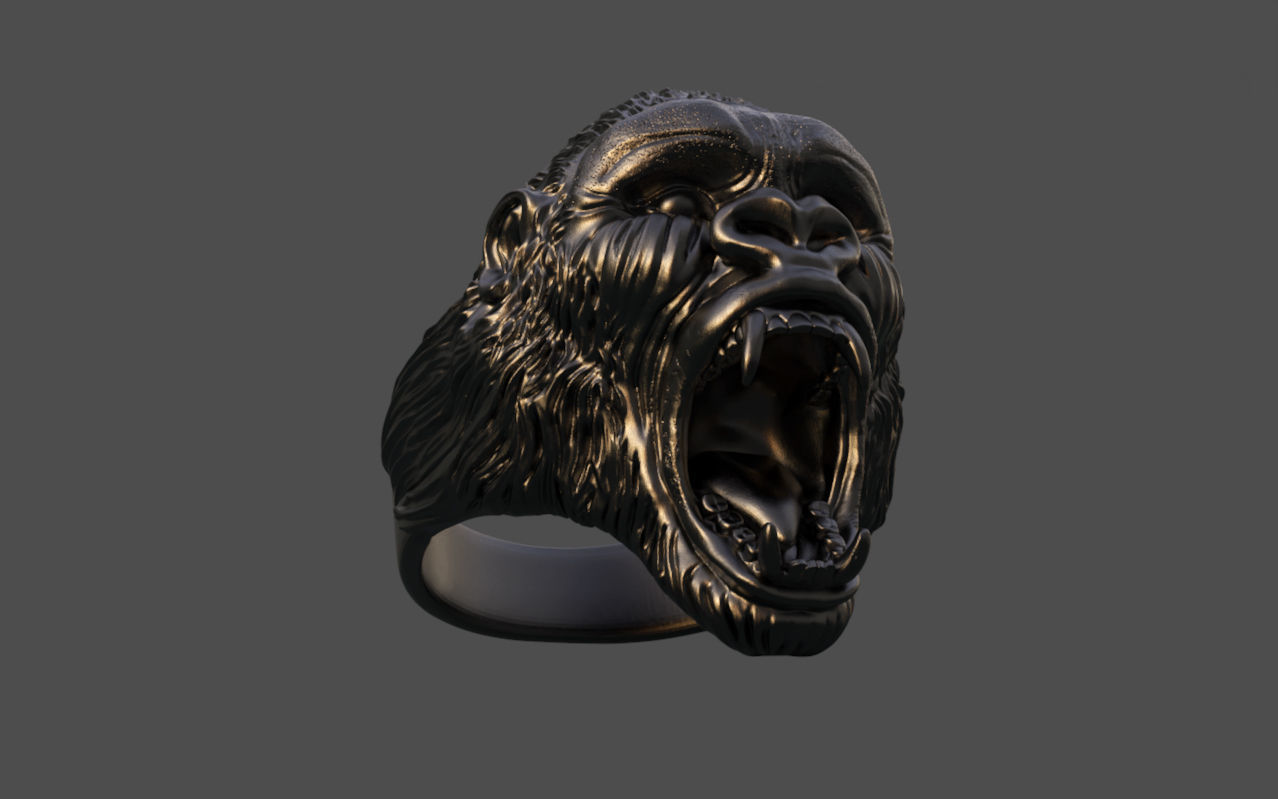 Gorilla head ring 3D print model_21