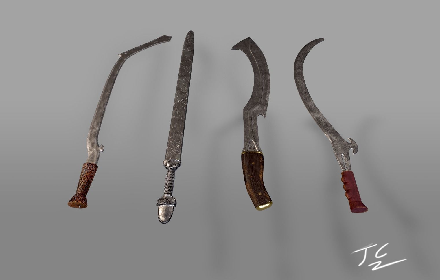African Sword Bundle 1 3D model_3