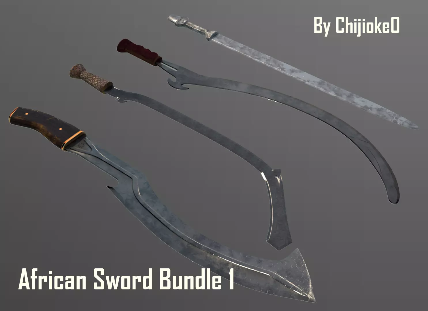 African Sword Bundle 1 3D model_0