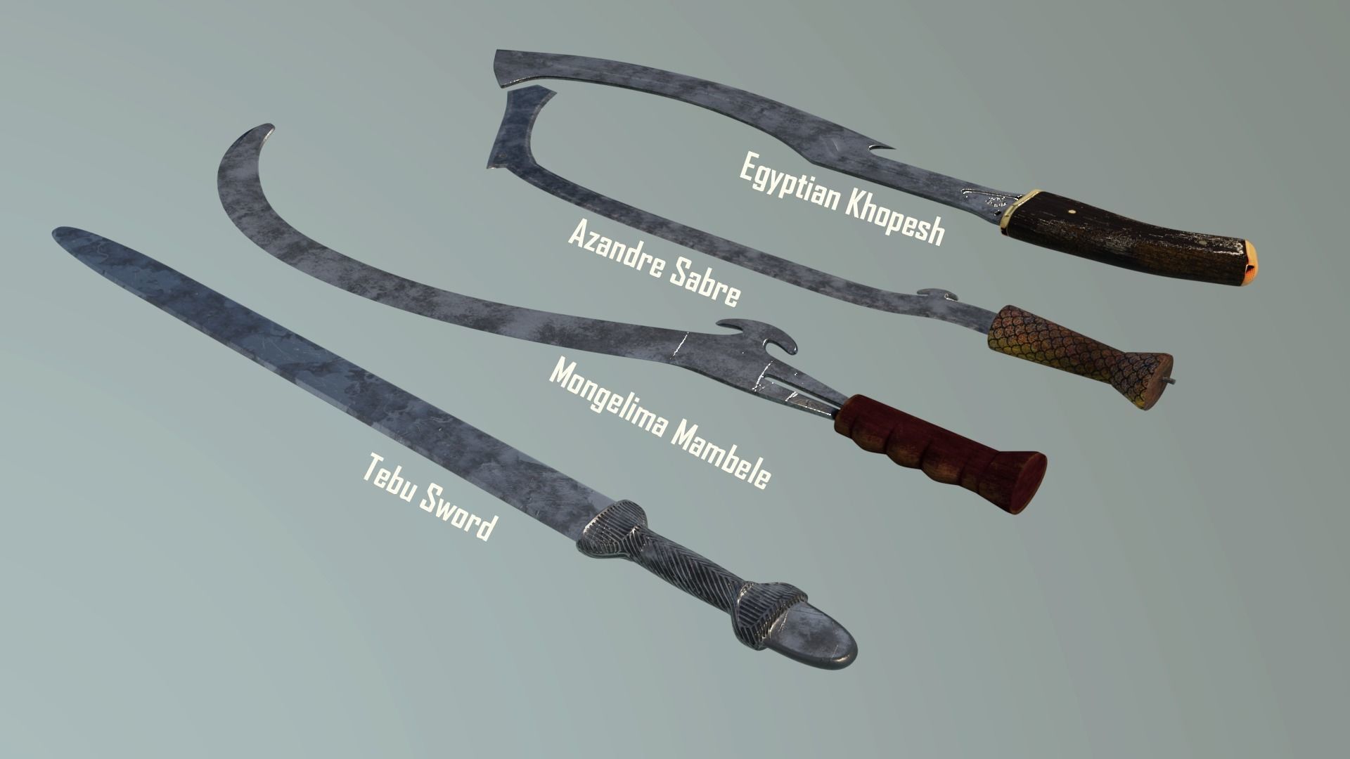African Sword Bundle 1 3D model_2