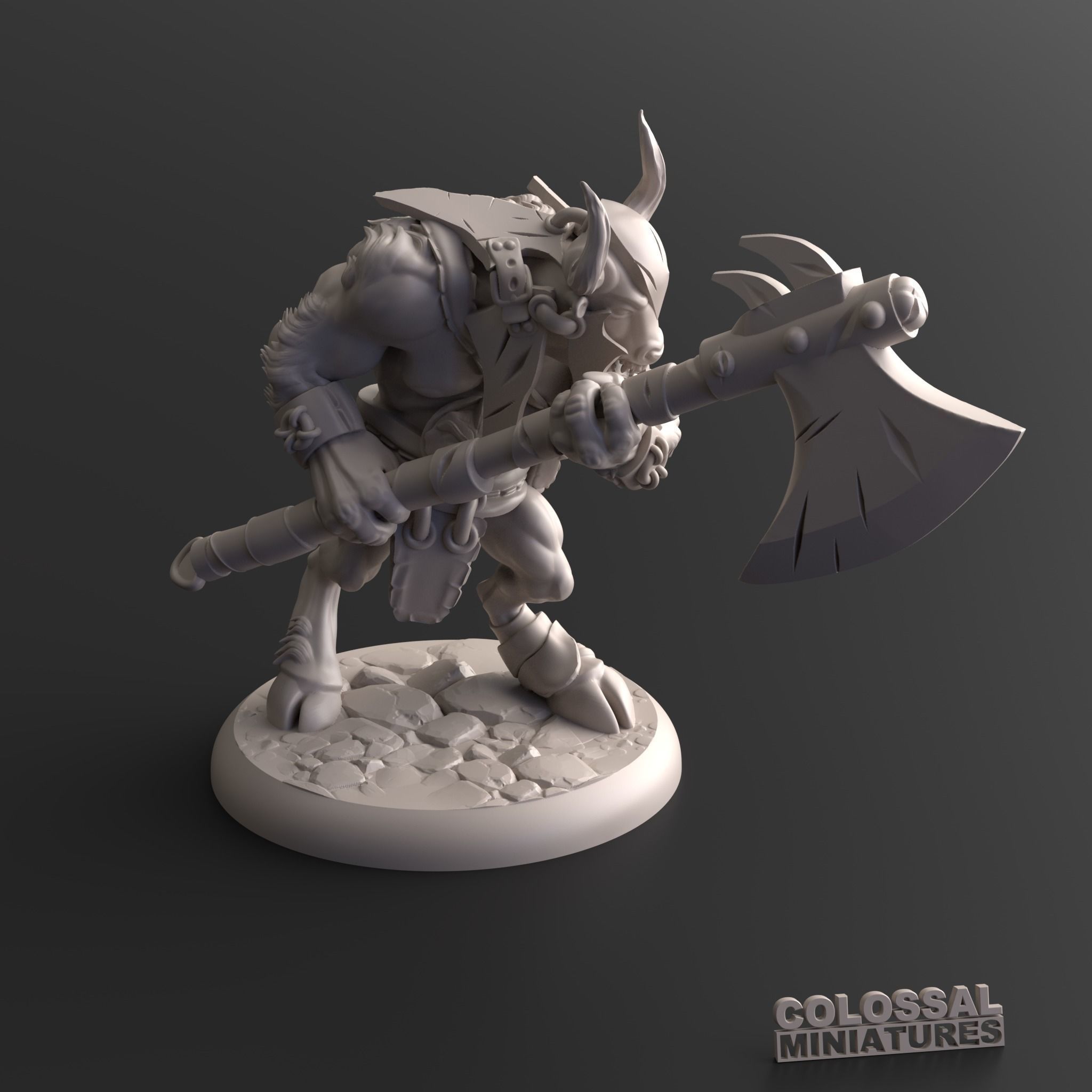 Minotaur A figurine with axe 3D print model_3