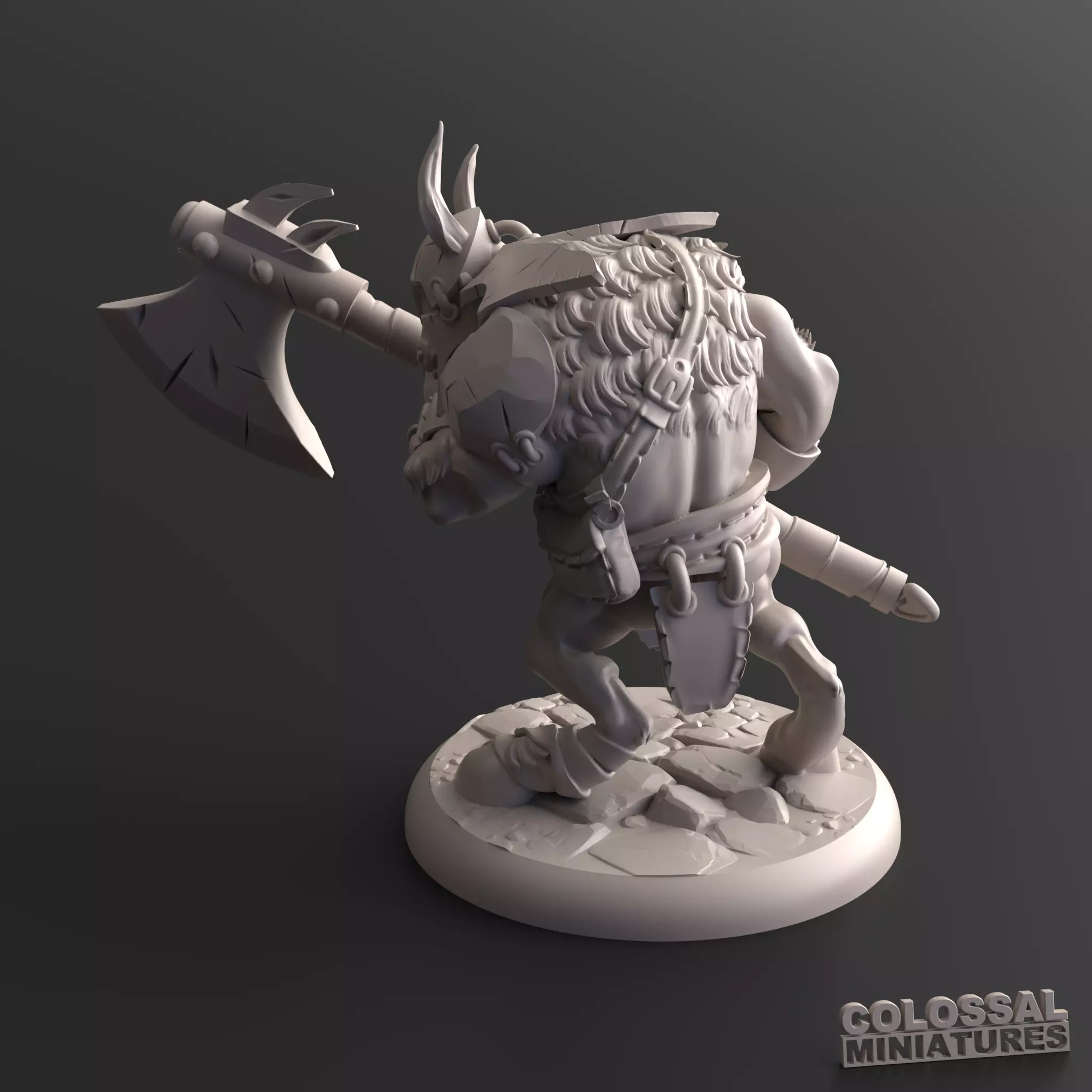Minotaur A figurine with axe 3D print model_0