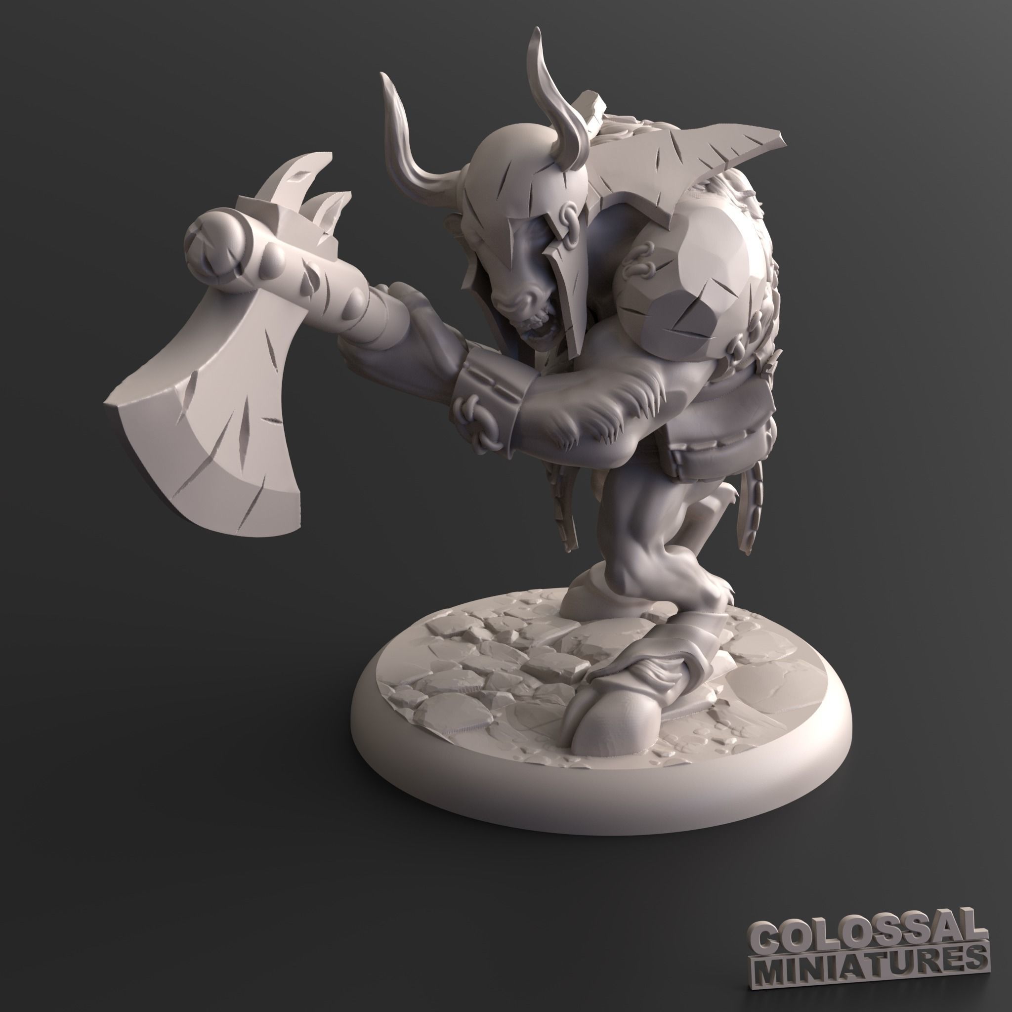 Minotaur A figurine with axe 3D print model_1