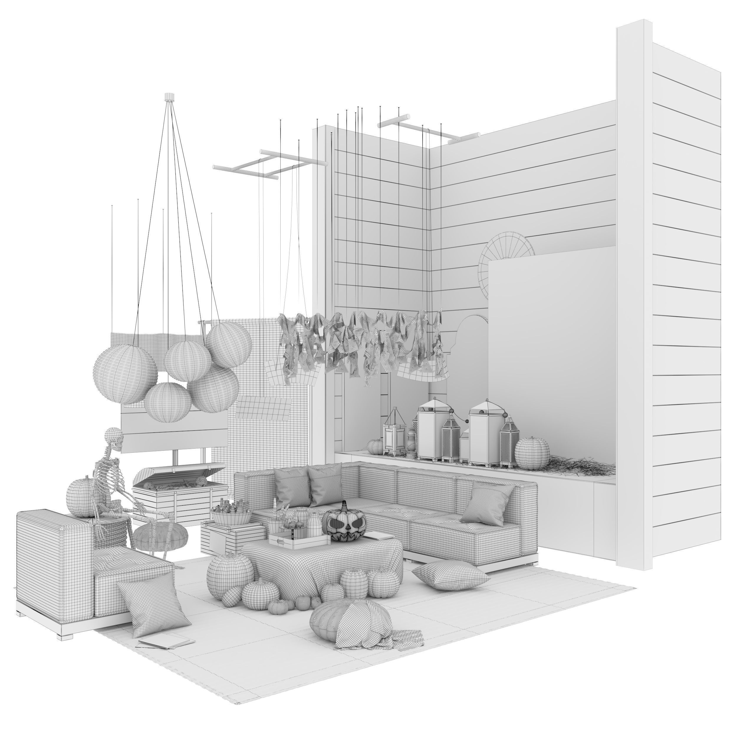 HelloWeen Set spooky halloween living room 3D model_6