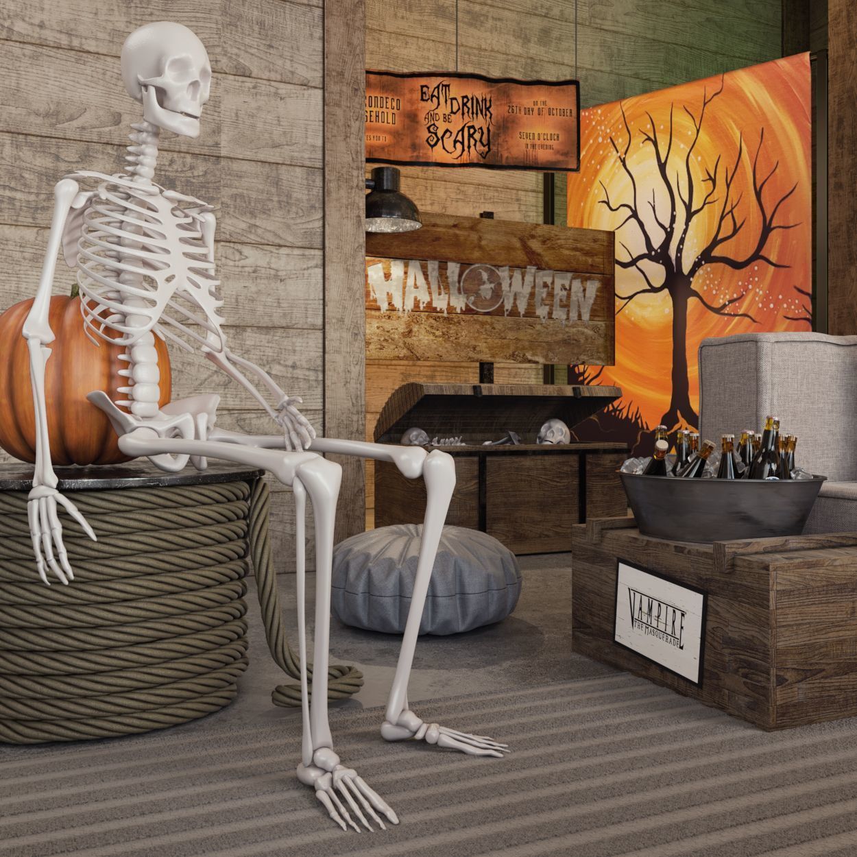 HelloWeen Set spooky halloween living room 3D model_4
