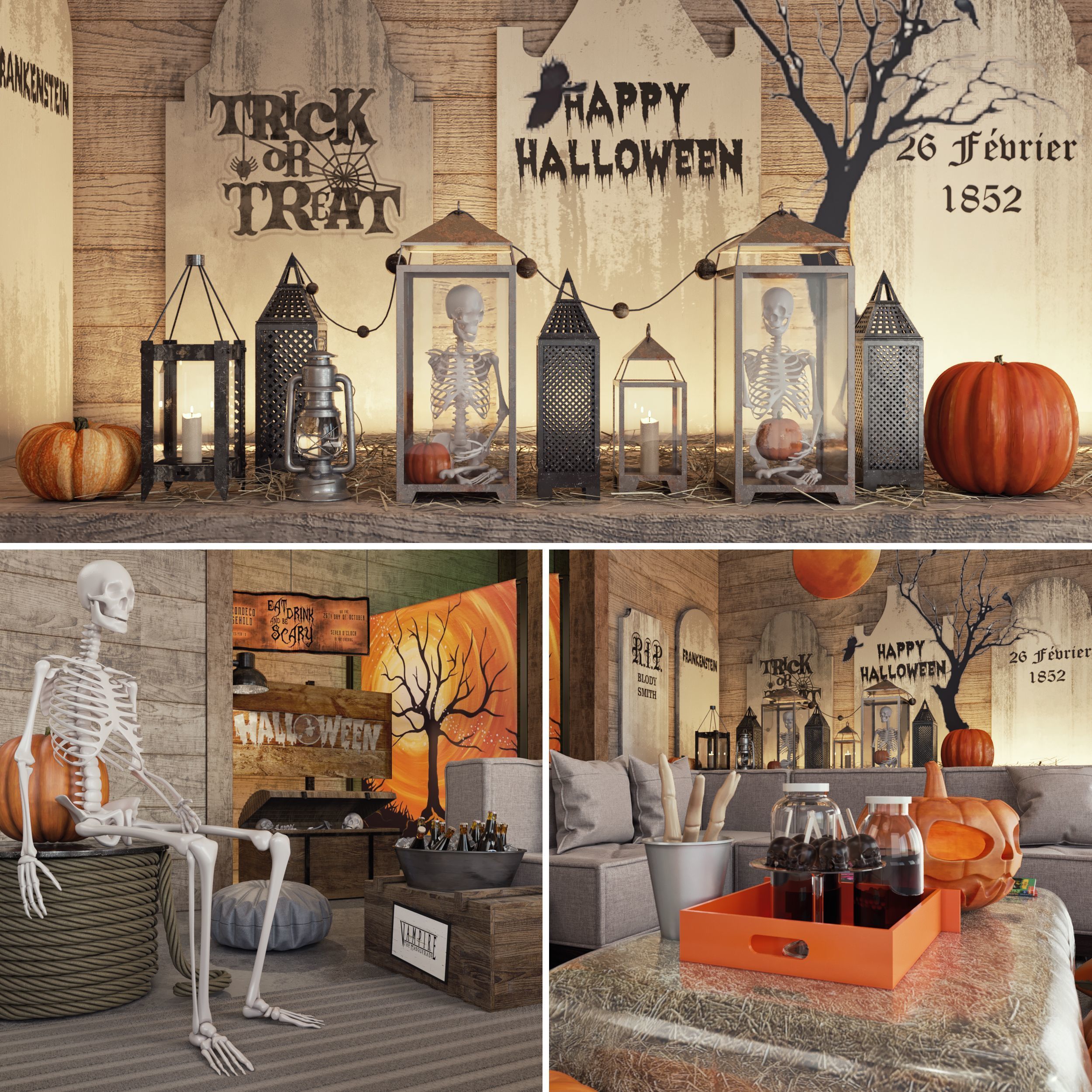 HelloWeen Set spooky halloween living room 3D model_1