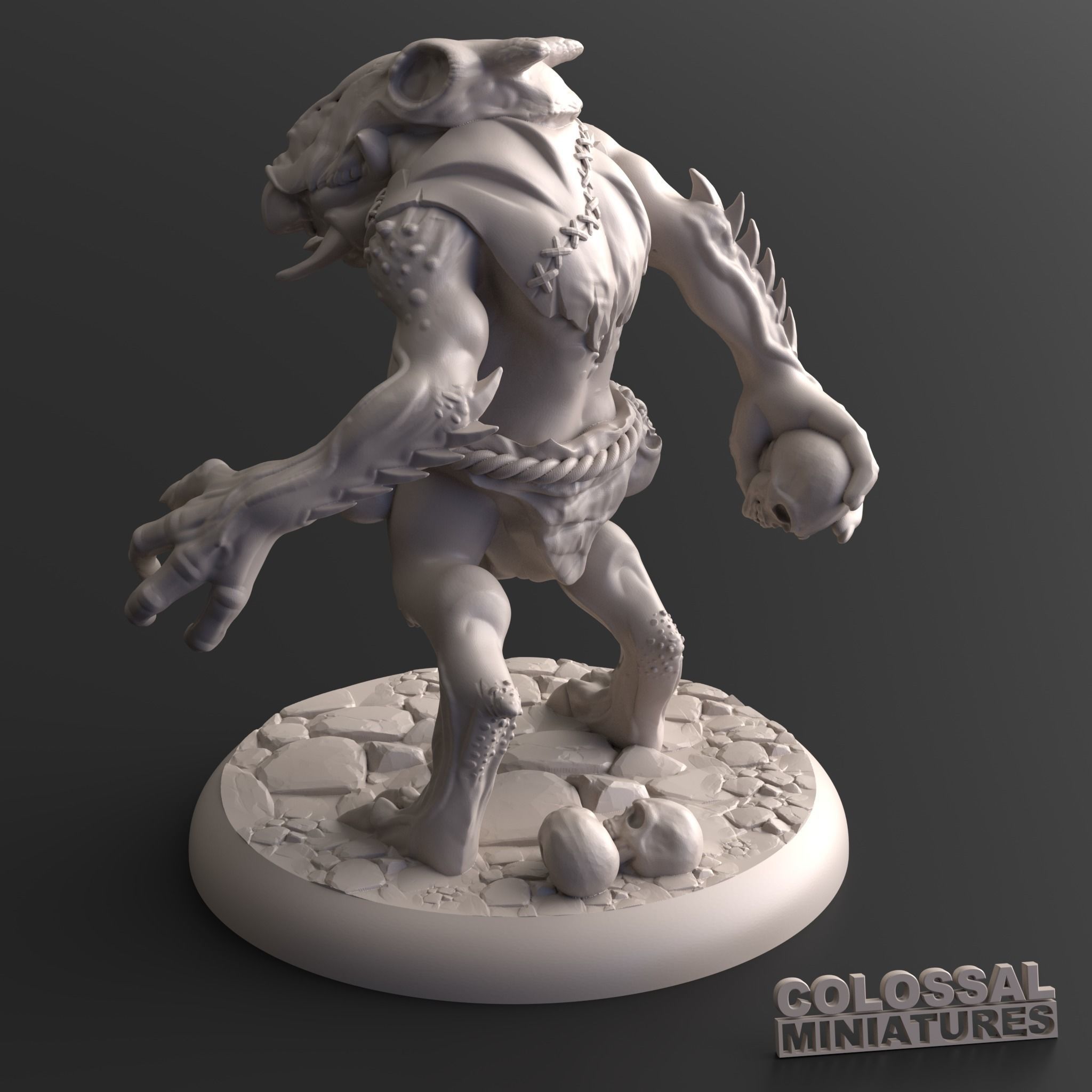 Troll A miniature figurine of undead creature 3D print model_2