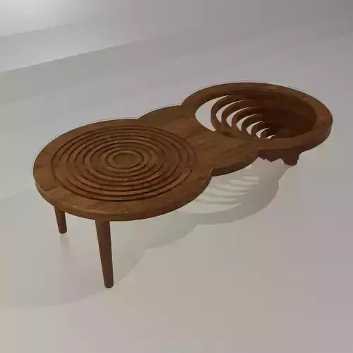 Wood curved  table  3D model