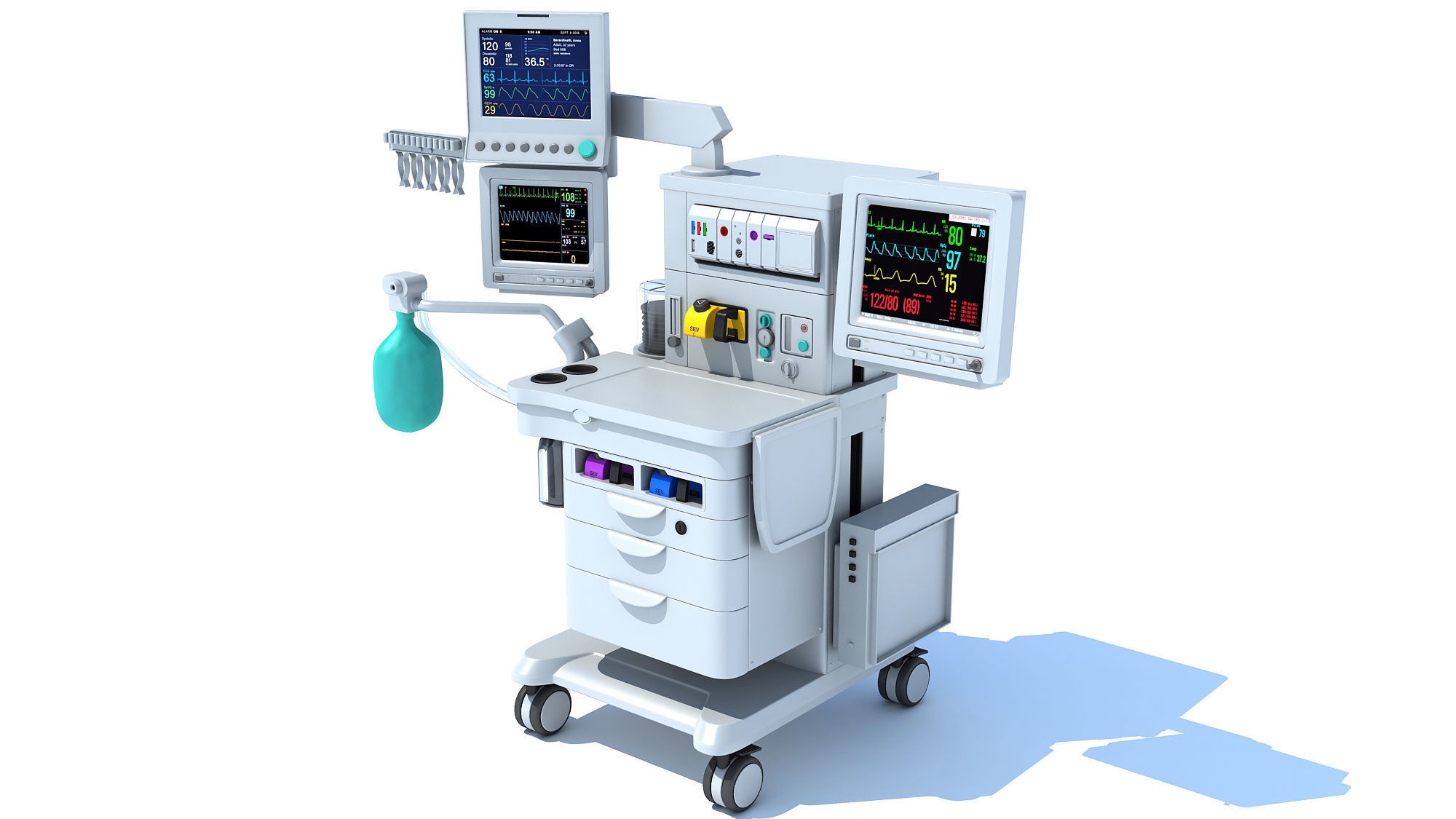 Anesthesia Respiratory Workstation Machine 3D model_2