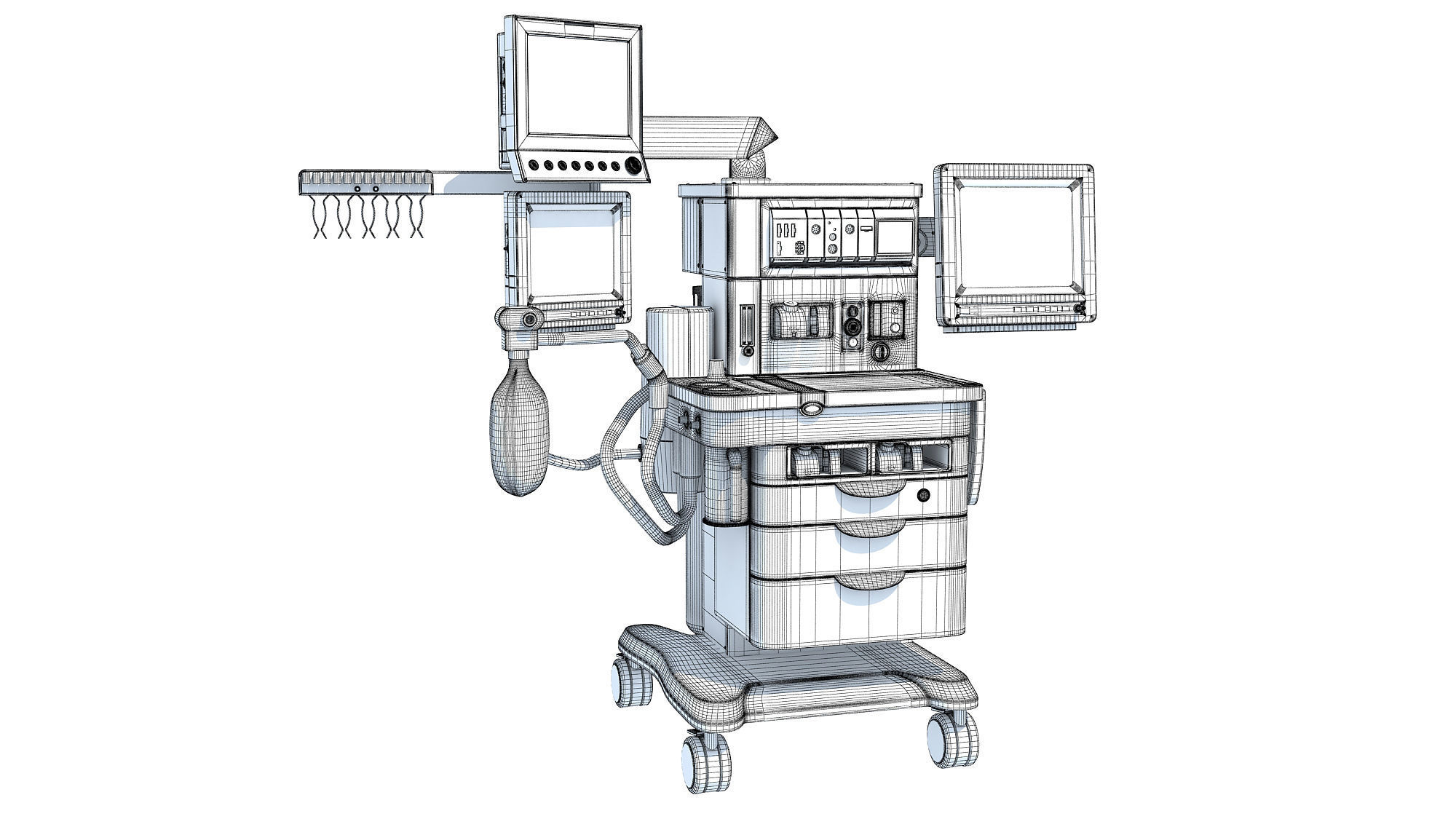 Anesthesia Respiratory Workstation Machine 3D model_11