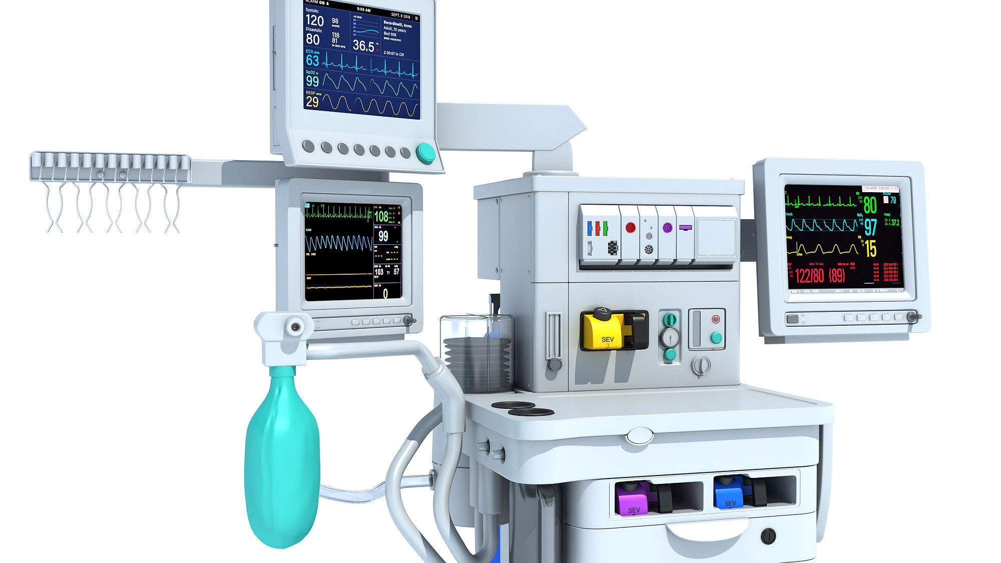 Anesthesia Respiratory Workstation Machine 3D model_10