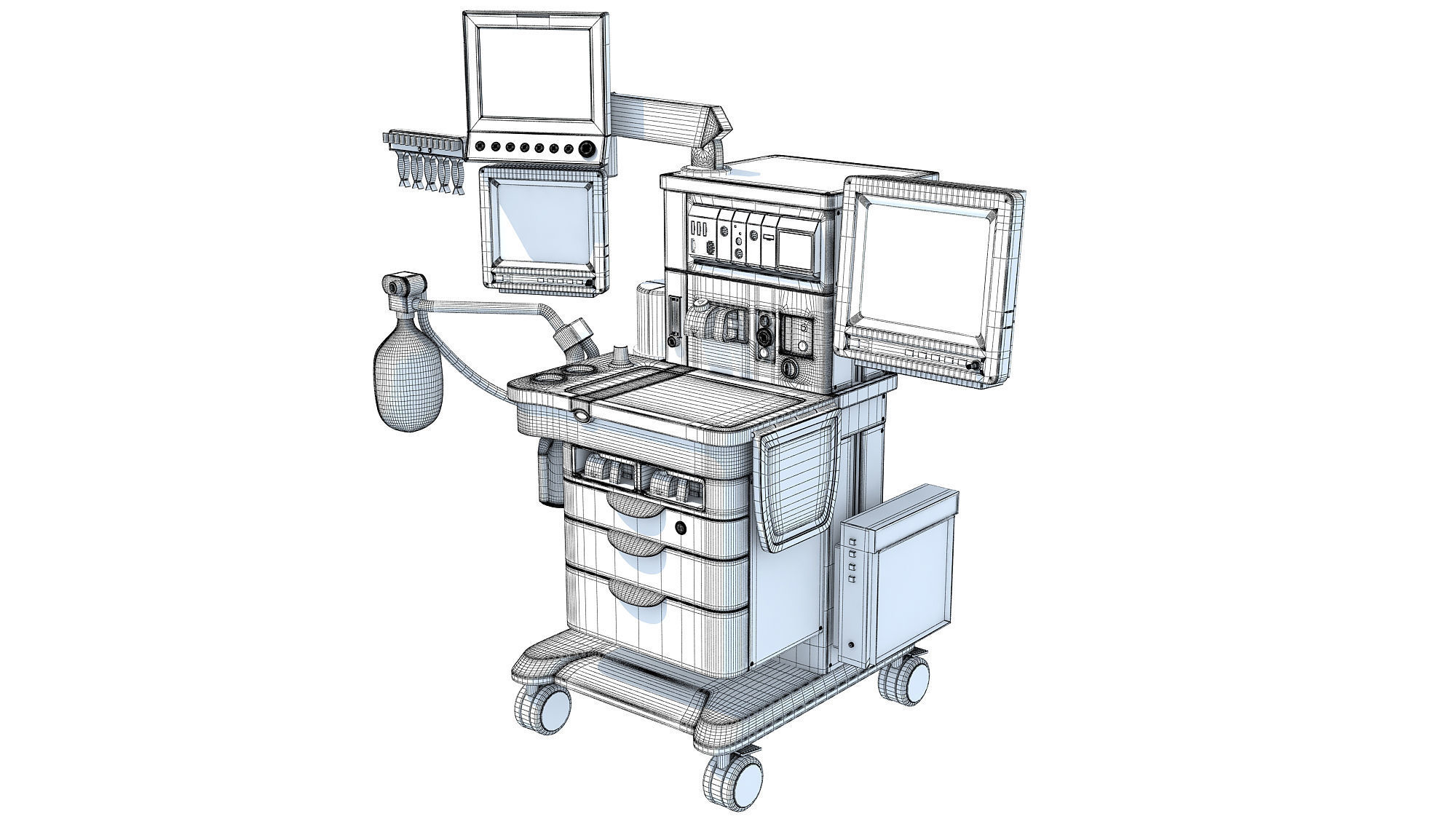 Anesthesia Respiratory Workstation Machine 3D model_12