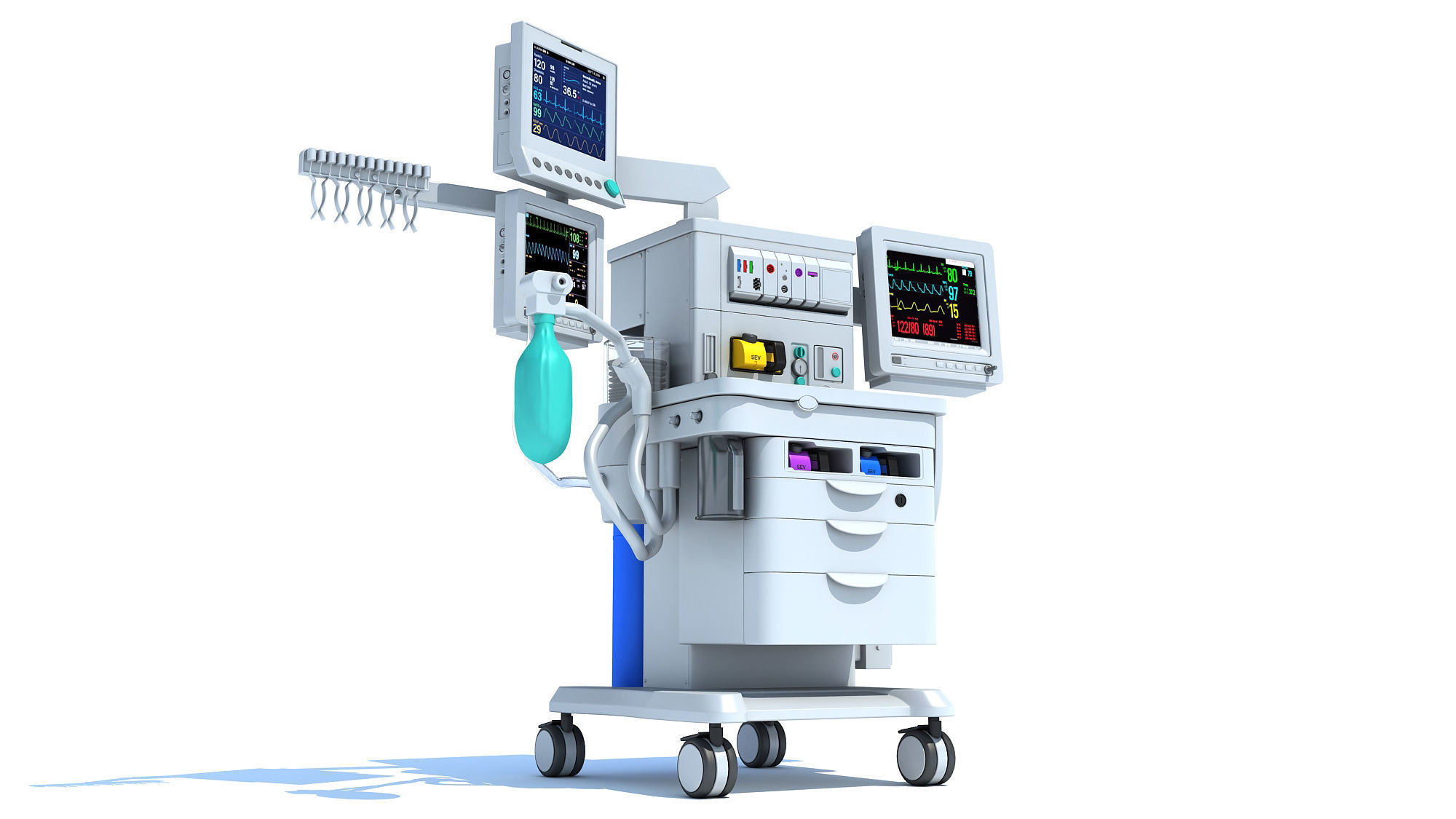 Anesthesia Respiratory Workstation Machine 3D model_9