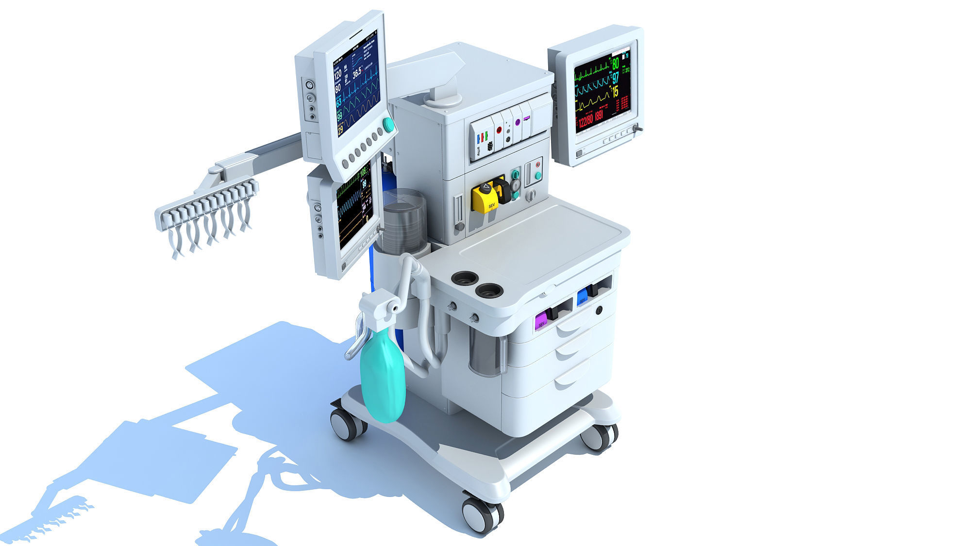 Anesthesia Respiratory Workstation Machine 3D model_8