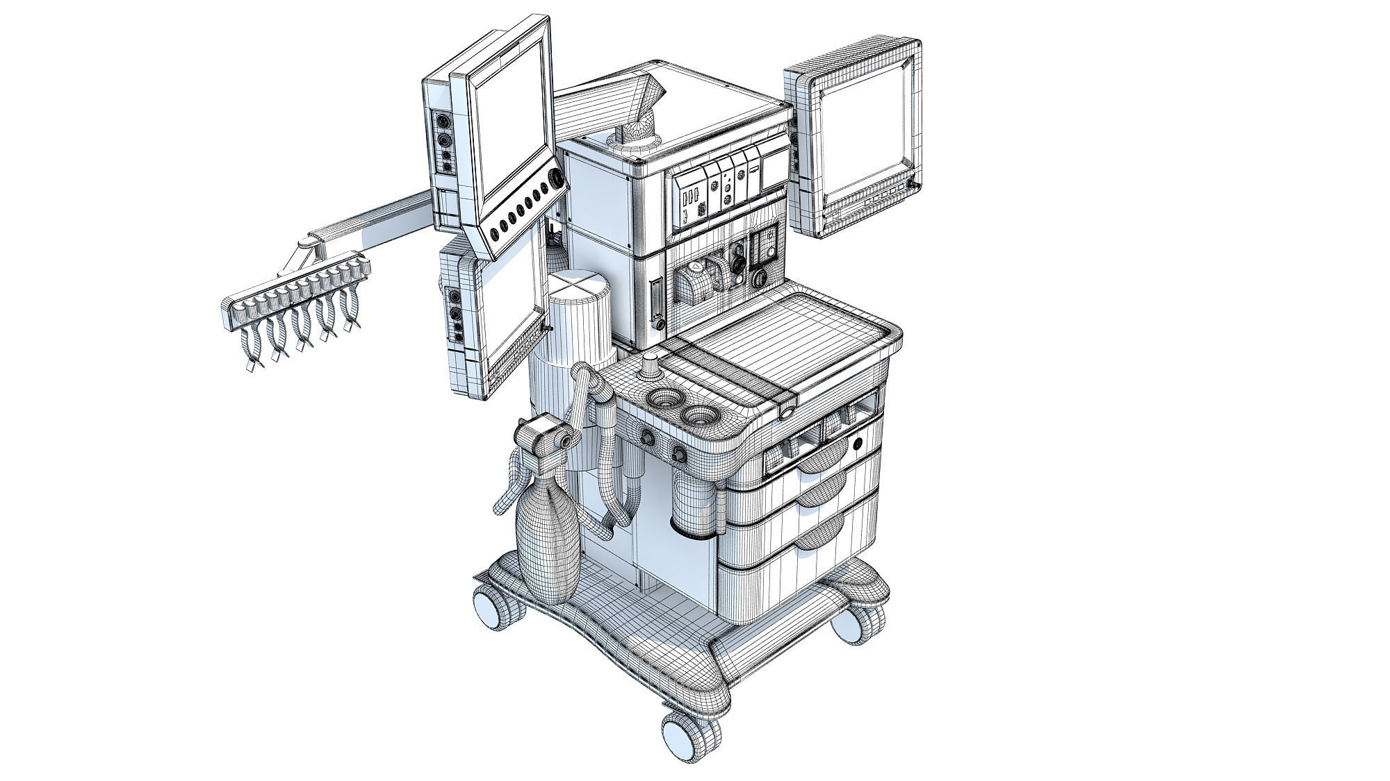 Anesthesia Respiratory Workstation Machine 3D model_15