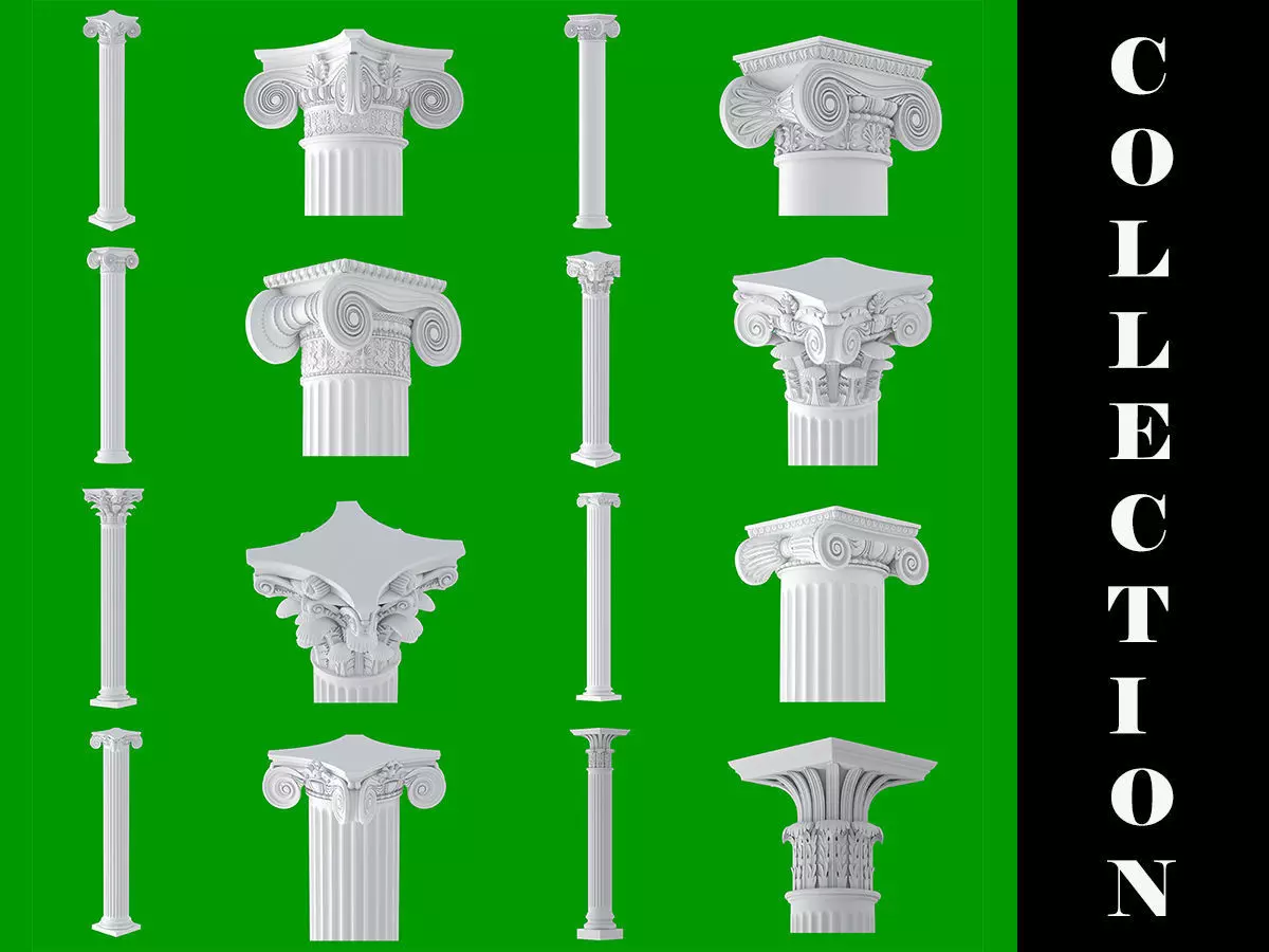 8 Classic Columns Collection 3D model_0