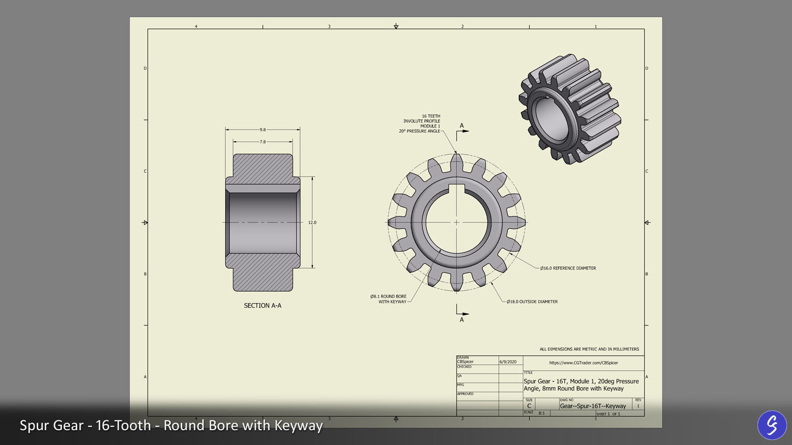 16-Tooth Spur Gear 03 3D print model_7