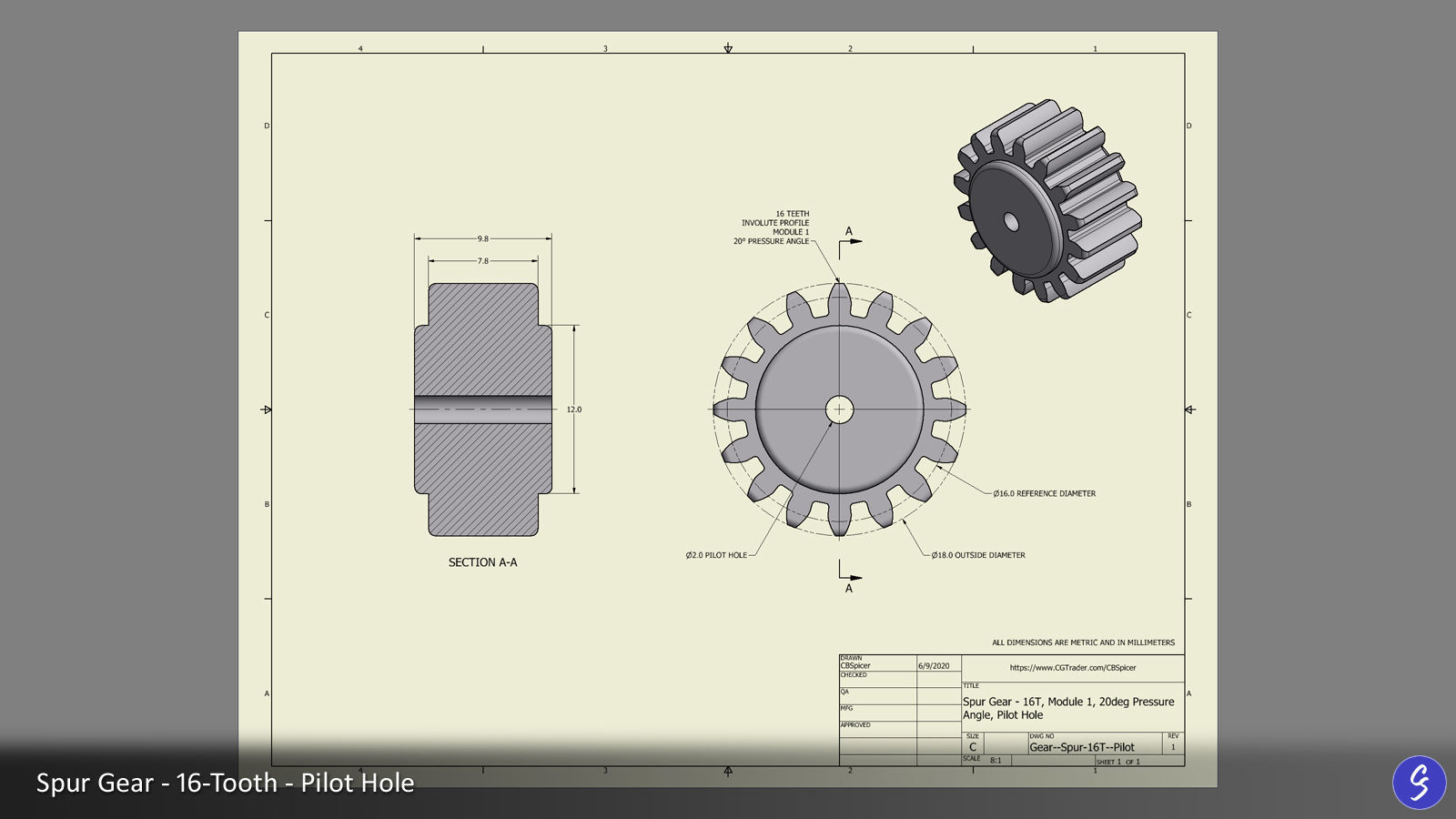 16-Tooth Spur Gear 03 3D print model_19
