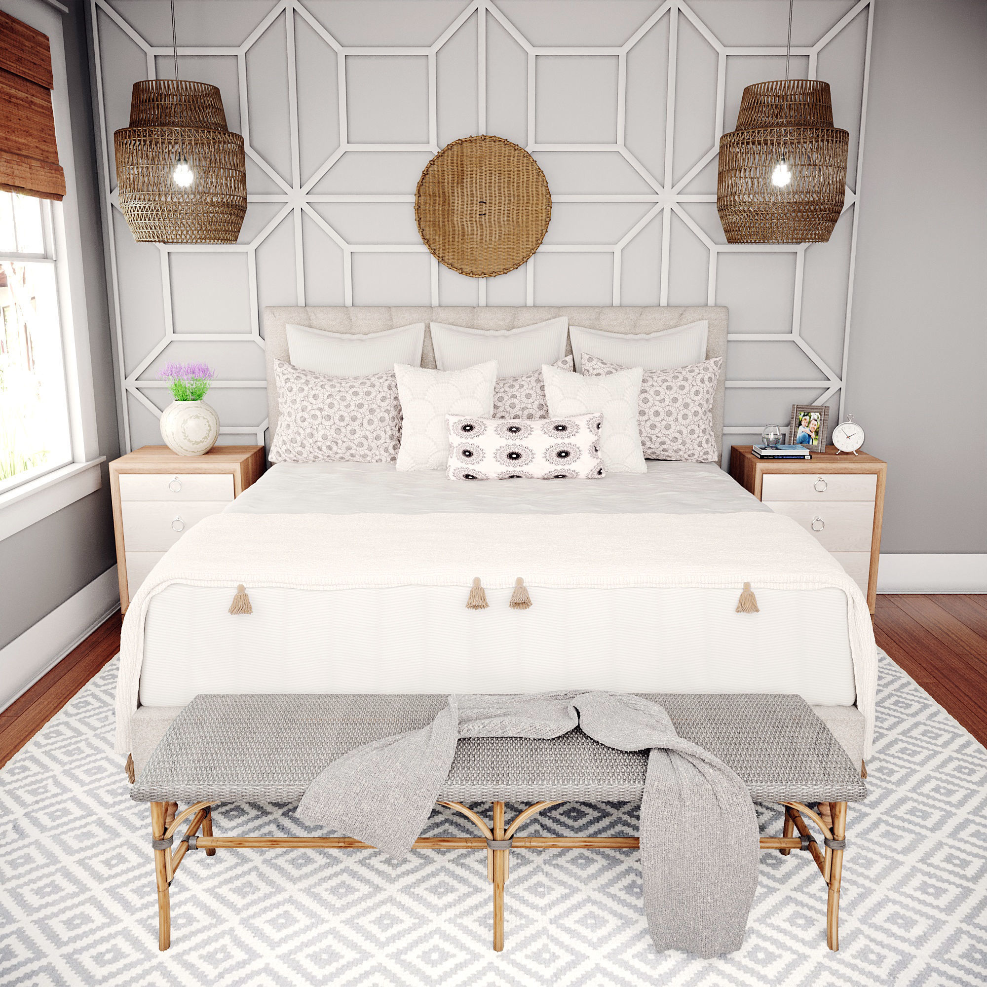 Realistic Interior Corona White Bedroom 3D model_3