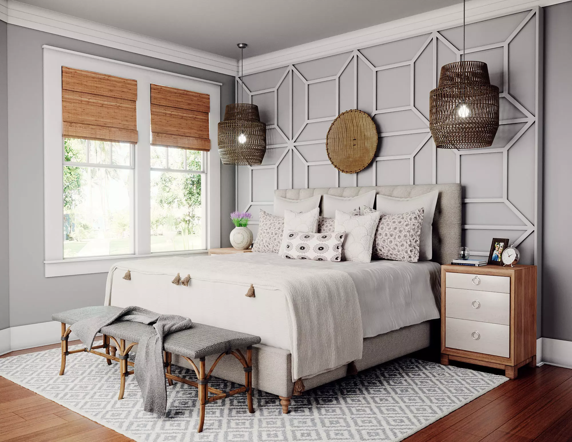 Realistic Interior Corona White Bedroom 3D model_0