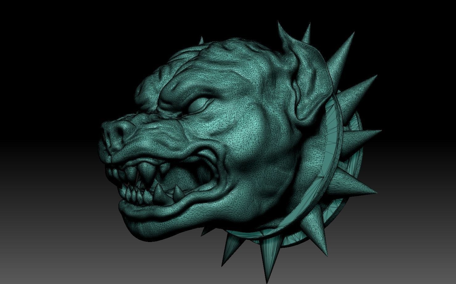 head Pitbull  dog angry pendant 3D print model 3D print model_8