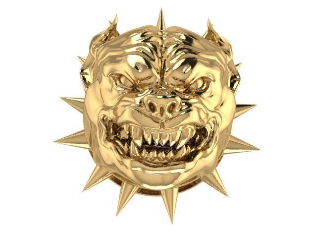head Pitbull dog angry pendant 3D print model 3D print model_1