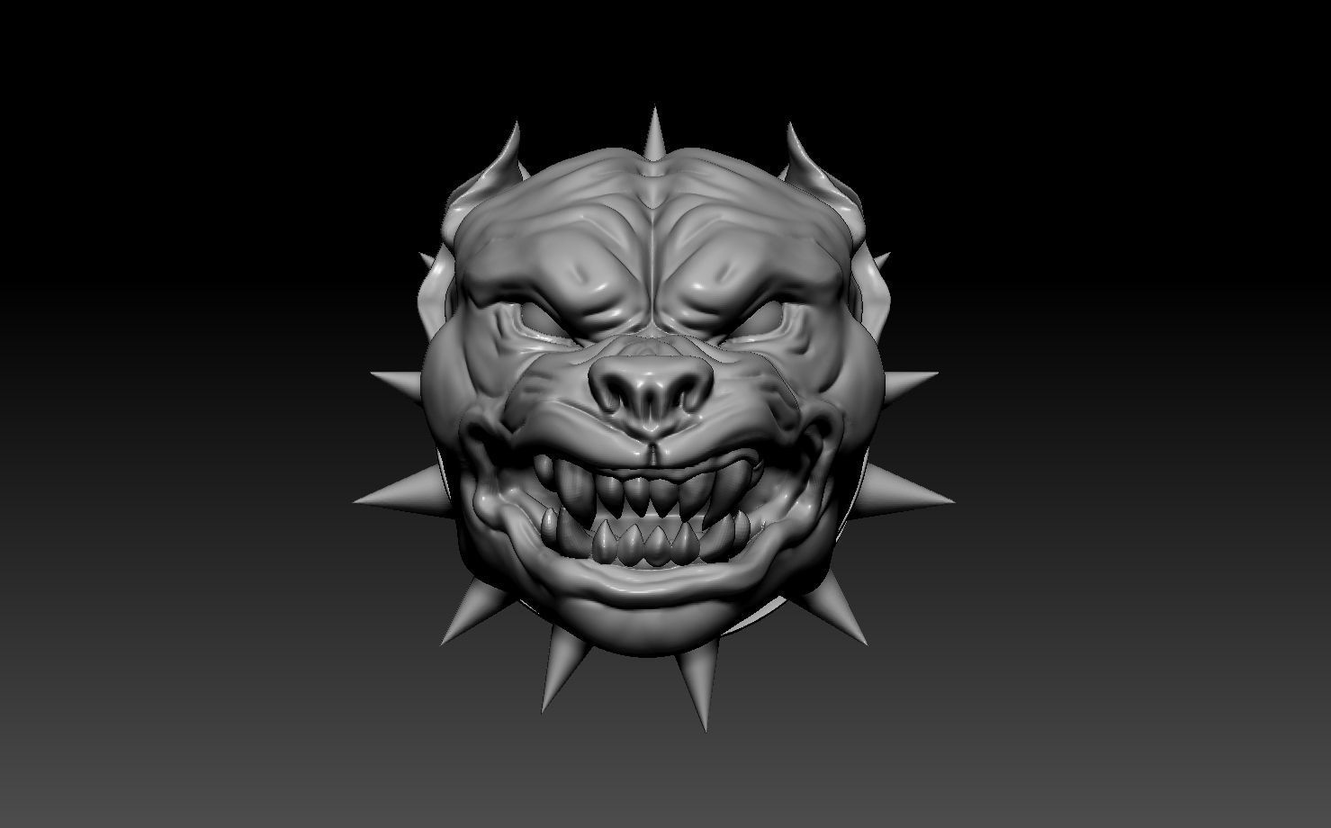 head Pitbull  dog angry pendant 3D print model 3D print model_4