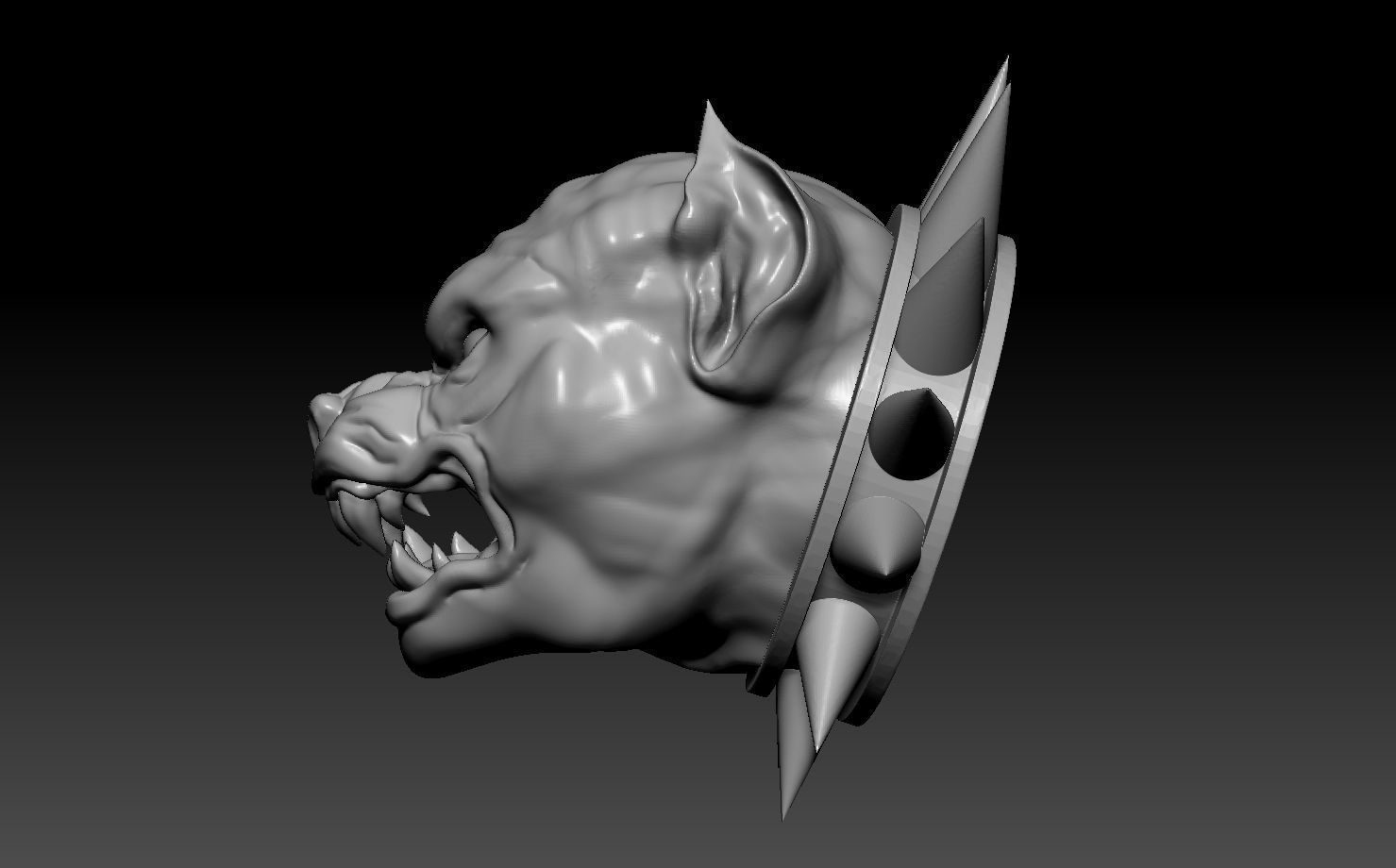 head Pitbull  dog angry pendant 3D print model 3D print model_5