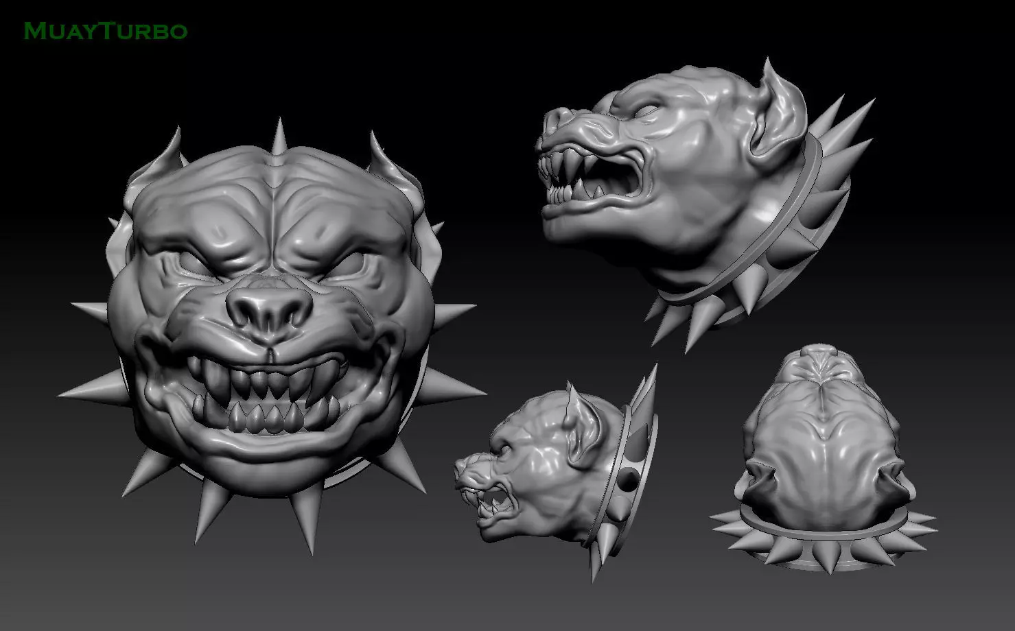 head Pitbull  dog angry pendant 3D print model 3D print model_0