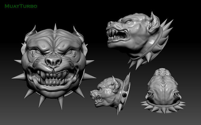 head Pitbull  dog angry pendant 3D print model 3D print model