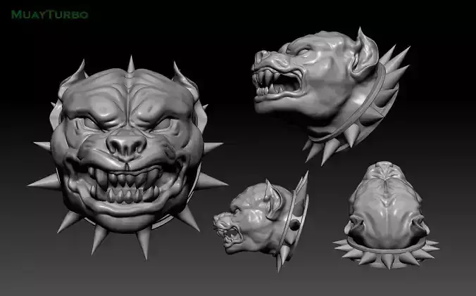 head Pitbull  dog angry pendant 3D print model 3D print model