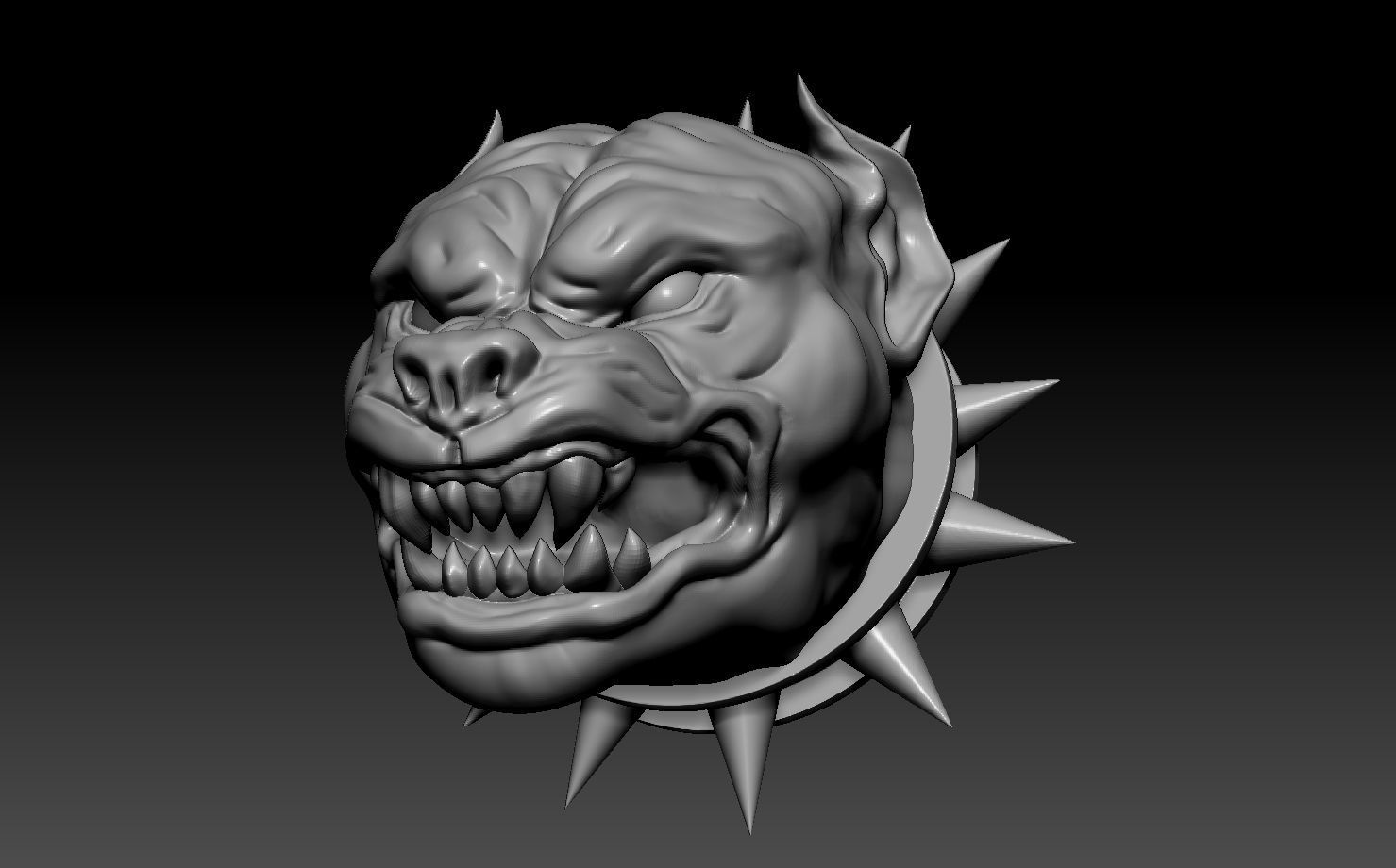 head Pitbull  dog angry pendant 3D print model 3D print model_7