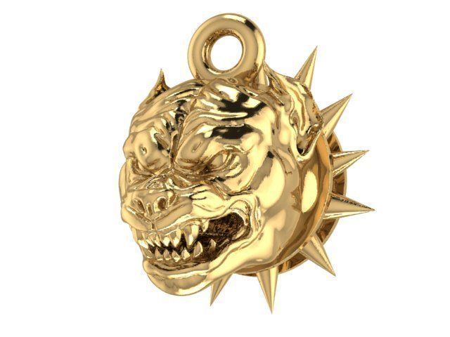 head Pitbull  dog angry pendant 3D print model 3D print model_2