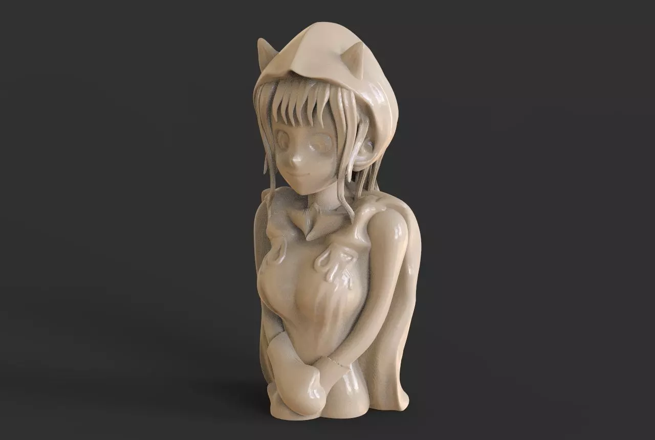 Cat Girl Bust 3D print model_0