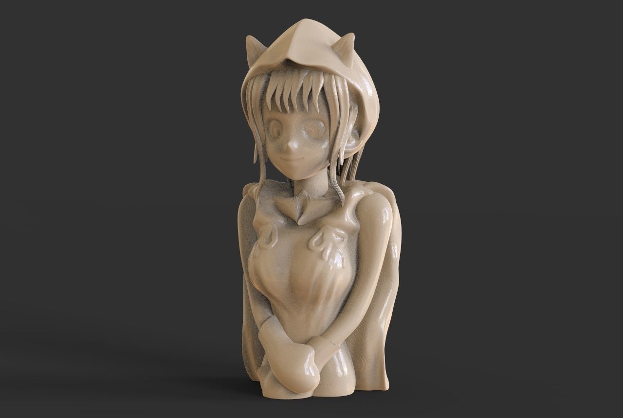 Cat Girl Bust 3D print model_1