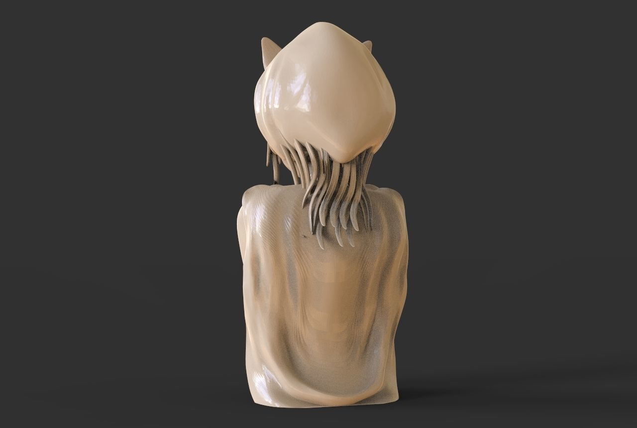 Cat Girl Bust 3D print model_4