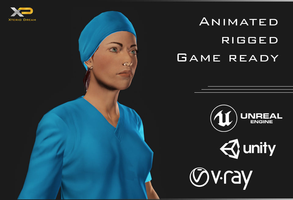 Medical Person - Doctor Ms Isabella Low-poly 3D model_8