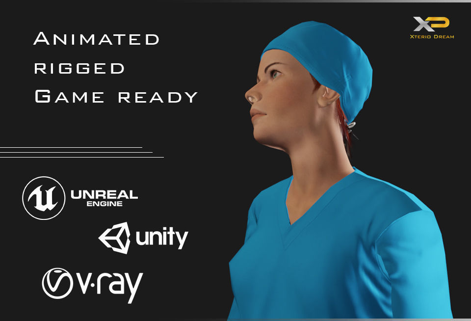 Medical Person - Doctor Ms Isabella Low-poly 3D model_4
