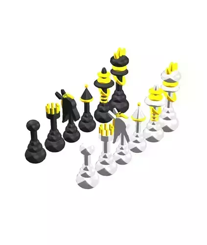 Chess Objects Low-poly 3D model