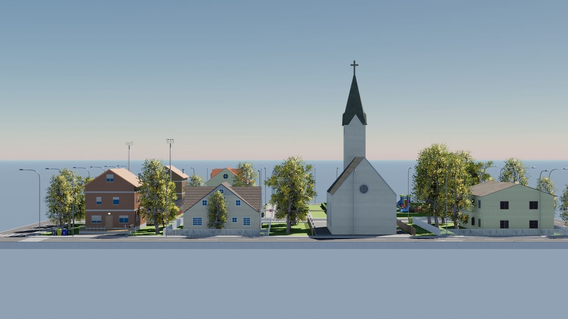 Modular city Low-poly 3D model_16