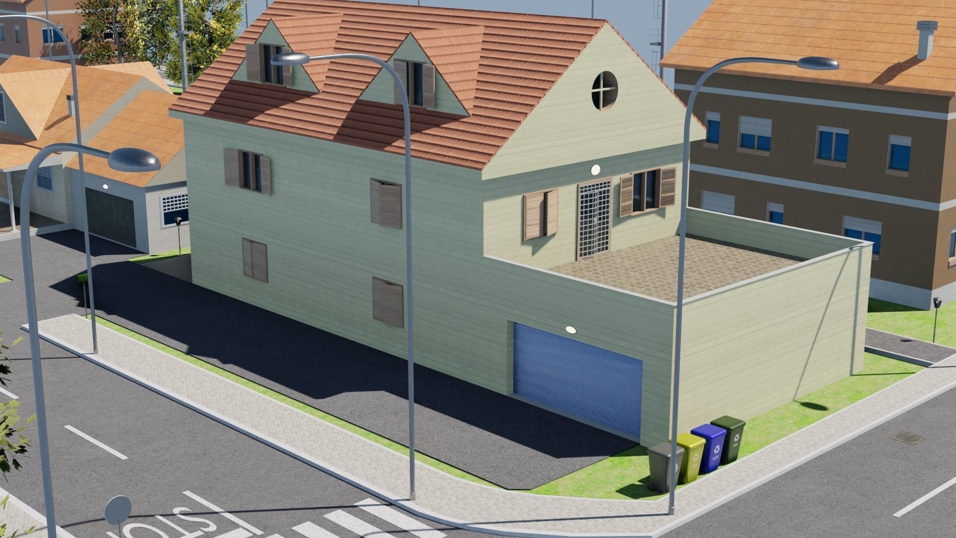 Modular city Low-poly 3D model_7