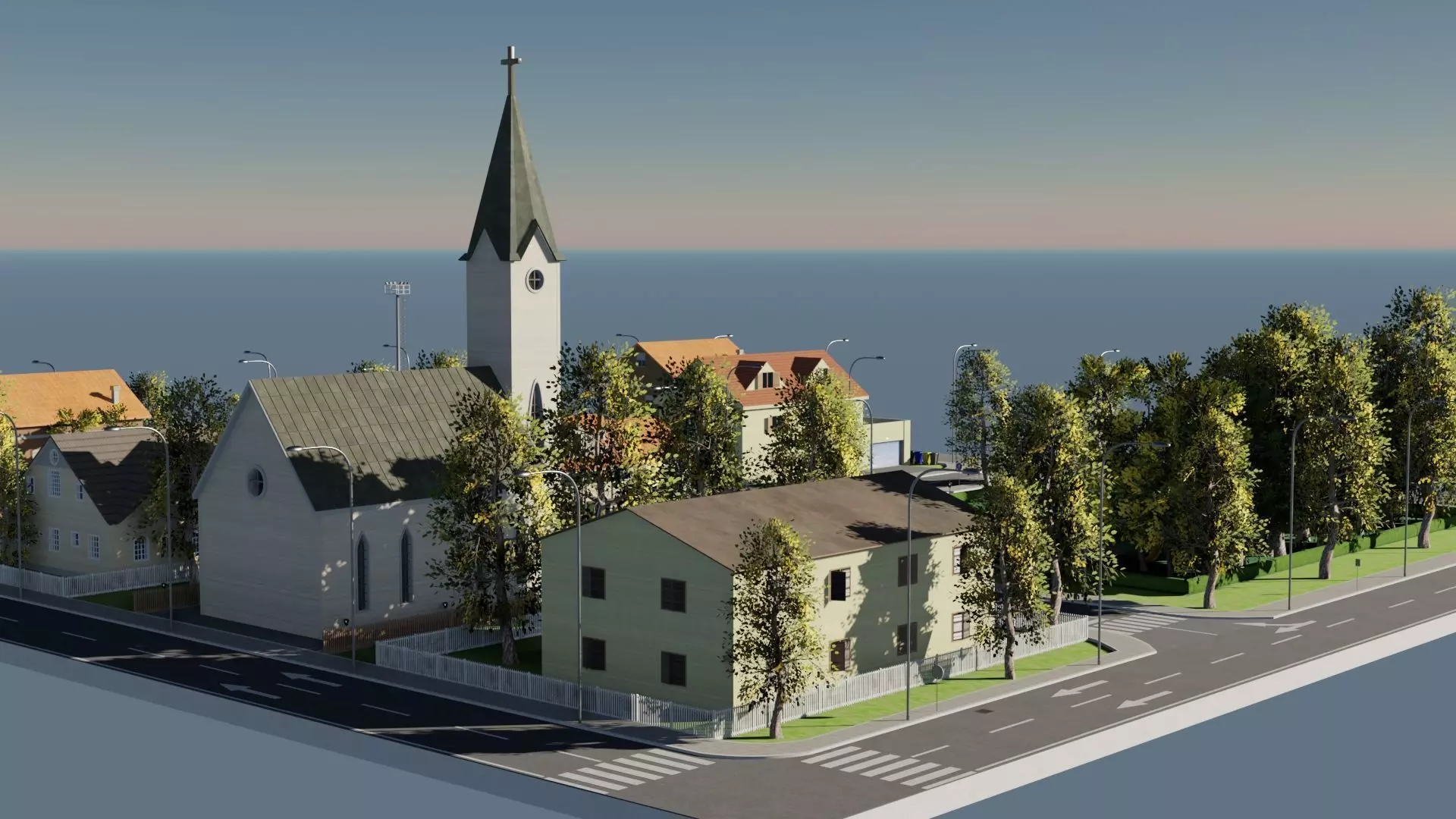 Modular city Low-poly 3D model_0